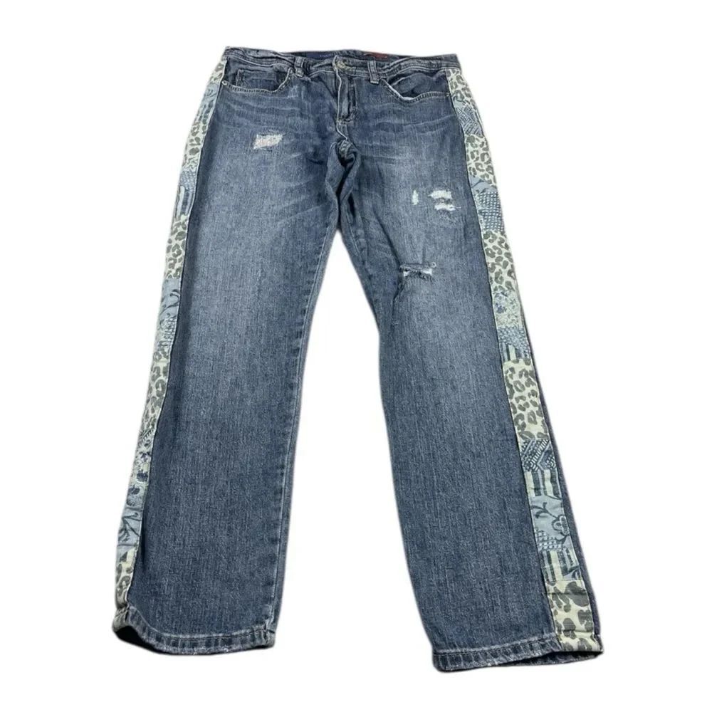 Anthropologie Pilcro Slim Boyfriend Jeans Patchwork Tribal Comfort Stretch 27